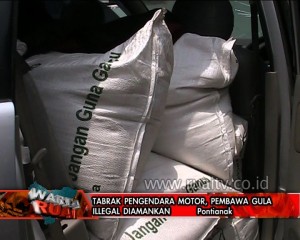 TABRAK PENGENDARA MOTOR PEMBAWA GULA ILEGAL DIAMANKAN