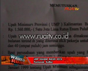 UMP KALBAR MASIH KECIL